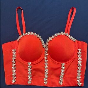 SHEIN Red Crop with Embellished Bustier